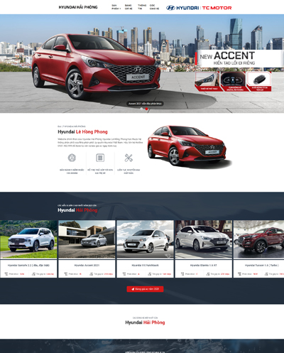 Mẫu website bán ô tô Huyndai đẹp, chuyên nghiệp