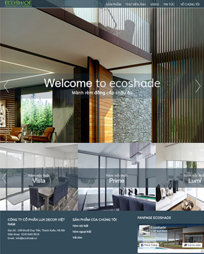 Thiết kế website giới thiệu thương hiệu rèm cửa Ecoshade 