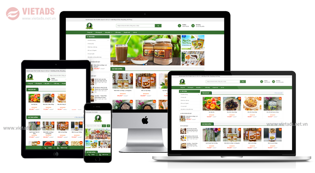 Thiết kế website bán thực phẩm organic chuyên nghiệp chuẩn SEO tương thích với mọi thiết bị di động